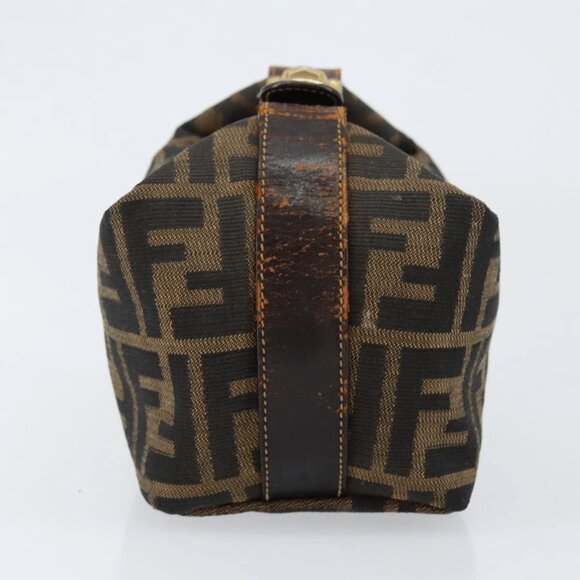 FENDI Zucca Canvas Vanity Hand Bag Black Brown Auth 150140 - Picture 6 of 16